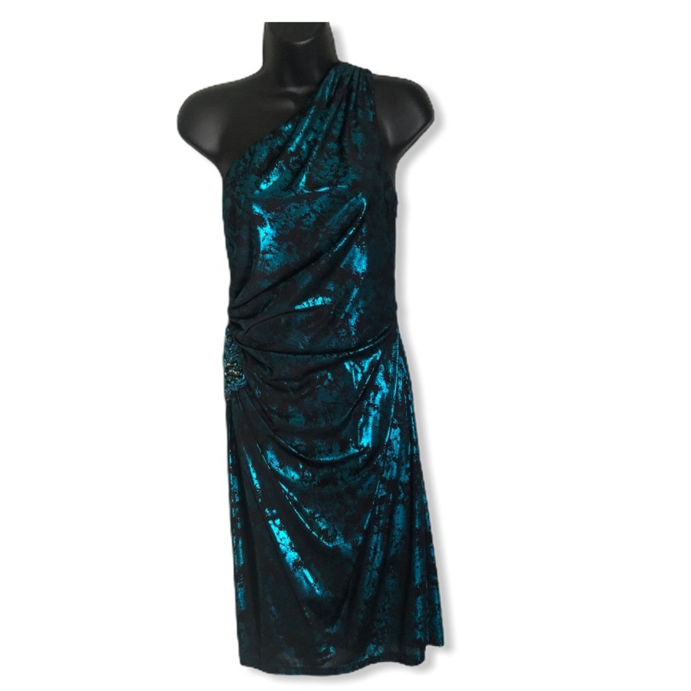 David Meister One Shoulder Dress 8